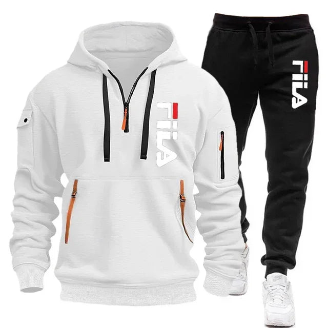 Men's Hooded Sweatshirt Set - Comfortable Casual Style Two-Piece Men’s Outfit in Polyester Knit - ZOOMNSTORE