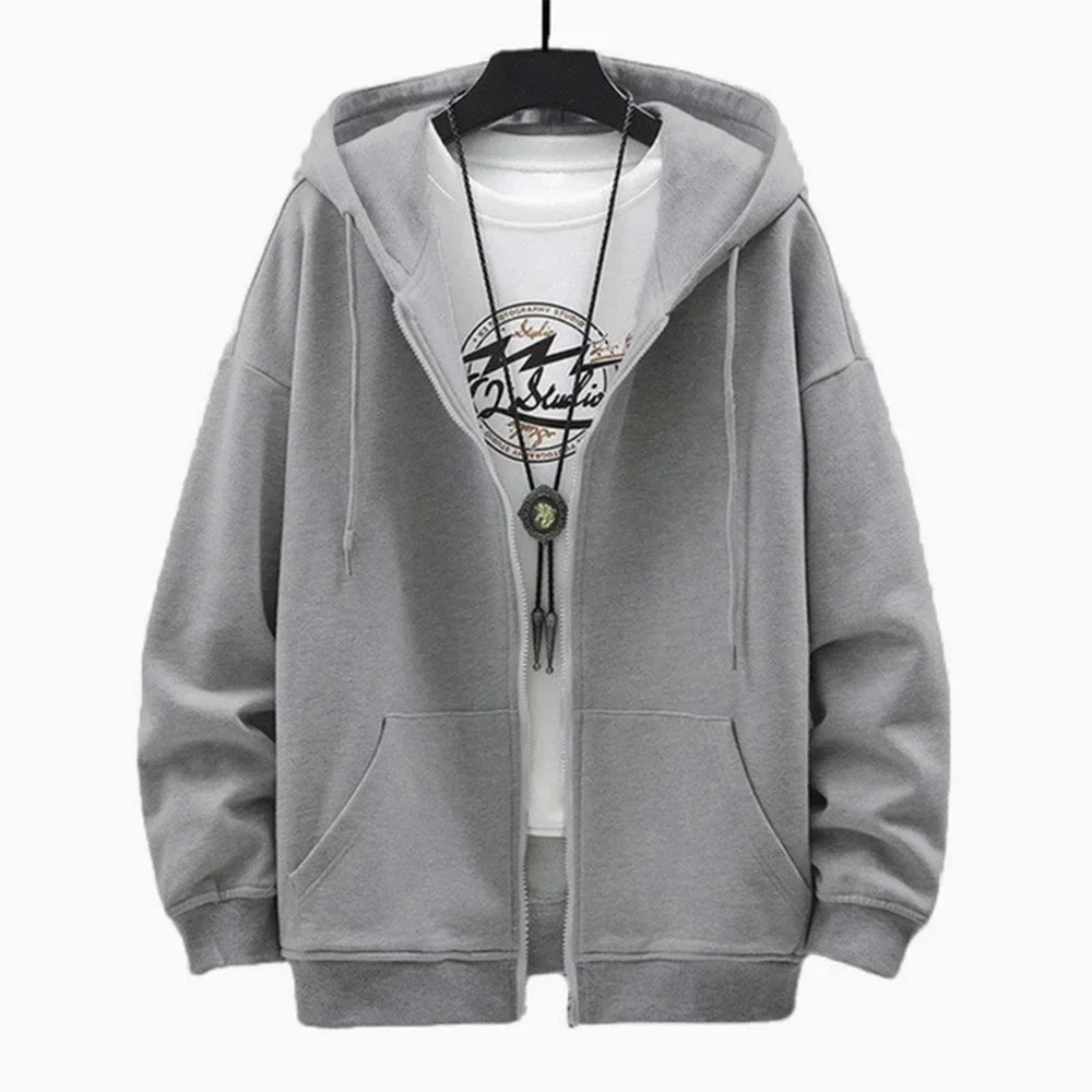Mens Hooded Cardigan - Trendy Zipper Sweatshirt for Autumn - ZOOMNSTORE