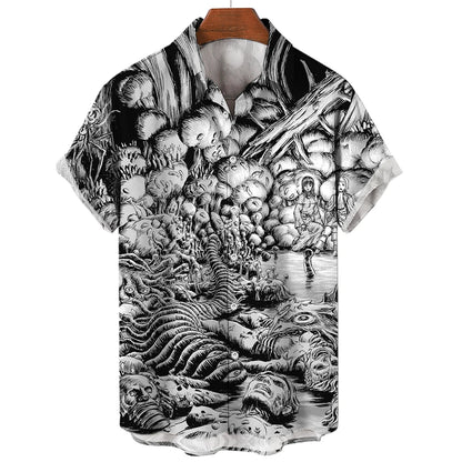 Mens 3D Printed Horror Hawaiian Shirt - Summer Fashion Top - ZOOMNSTORE