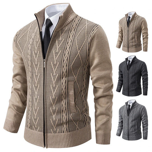 2023 autumn and winter new cashmere padded warm casual men's knitted sweater coat - ZOOMNSTORE