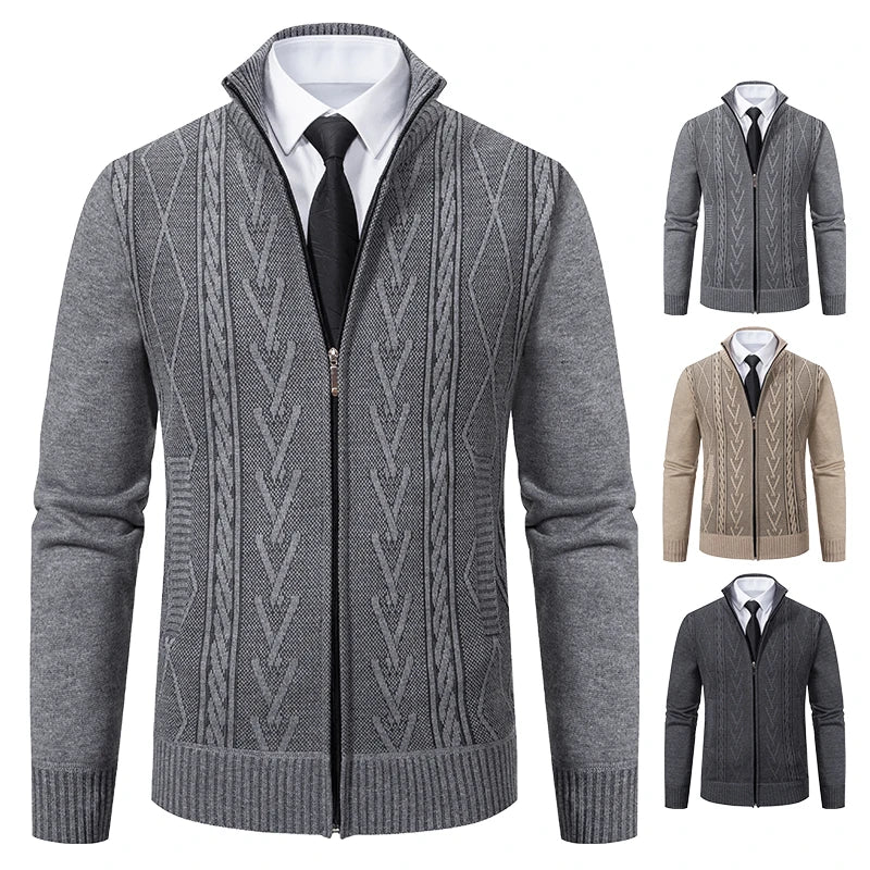 2023 autumn and winter new cashmere padded warm casual men's knitted sweater coat - ZOOMNSTORE