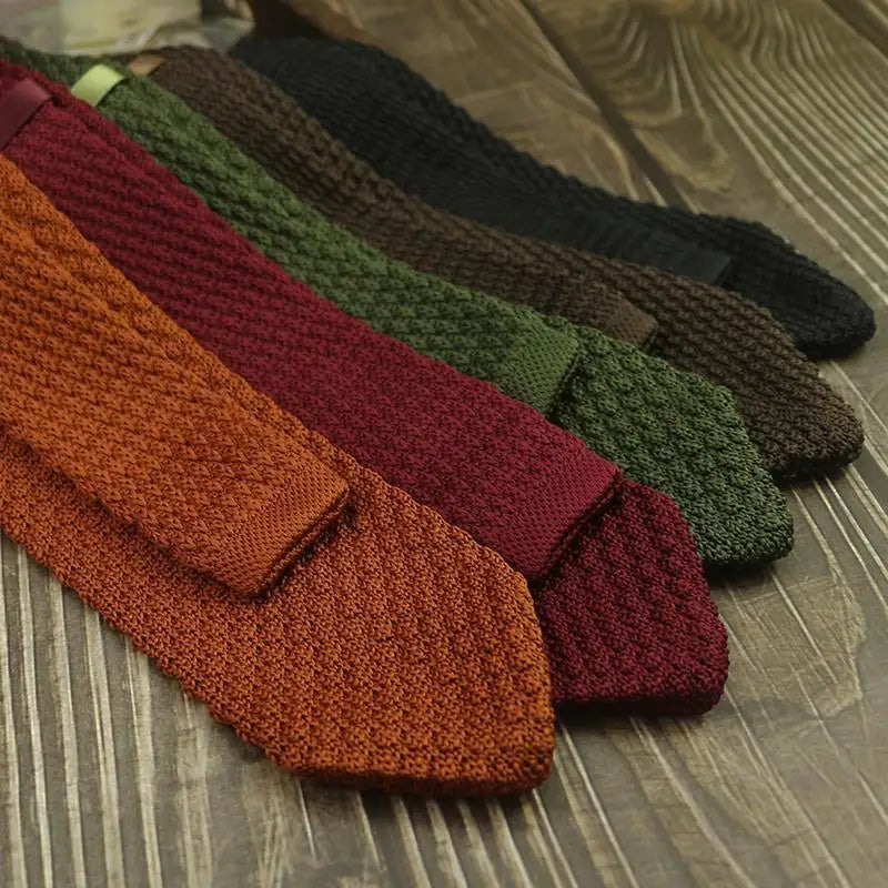 Gradient Knitted Tie - Mens Solid Color Slim Necktie - ZOOMNSTORE