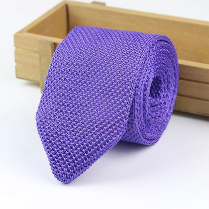 Gradient Knitted Tie - Mens Solid Color Slim Necktie - ZOOMNSTORE