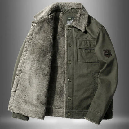 Men's Lamb Wool Jacket – Thick Warm Military Coat | Retro Workwear, Plus Size 6XL - ZOOMNSTORE
