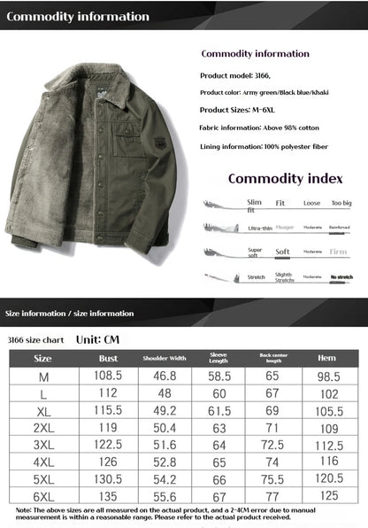 Men's Lamb Wool Jacket – Thick Warm Military Coat | Retro Workwear, Plus Size 6XL - ZOOMNSTORE