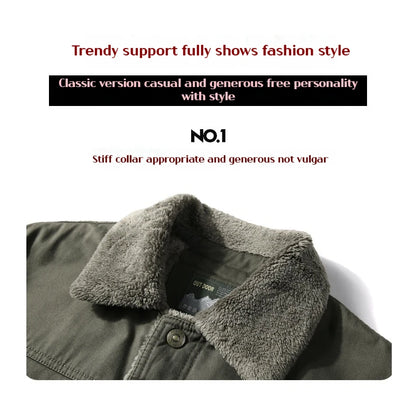 Men's Lamb Wool Jacket – Thick Warm Military Coat | Retro Workwear, Plus Size 6XL - ZOOMNSTORE