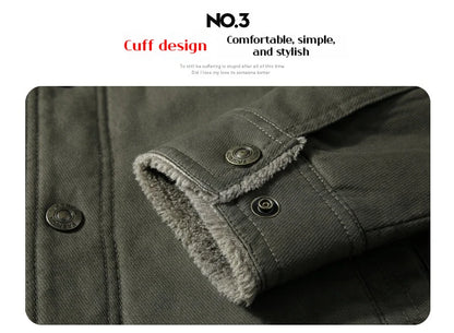 Men's Lamb Wool Jacket – Thick Warm Military Coat | Retro Workwear, Plus Size 6XL - ZOOMNSTORE