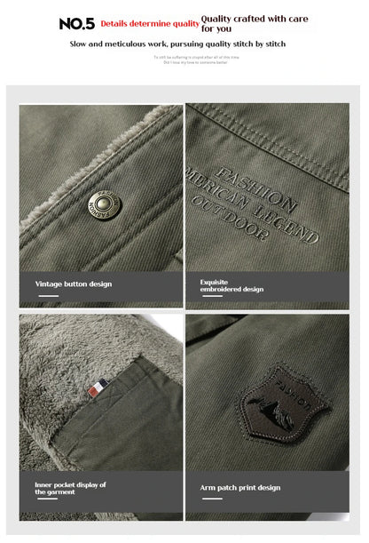 Men's Lamb Wool Jacket – Thick Warm Military Coat | Retro Workwear, Plus Size 6XL - ZOOMNSTORE