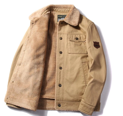 Men's Lamb Wool Jacket – Thick Warm Military Coat | Retro Workwear, Plus Size 6XL - ZOOMNSTORE