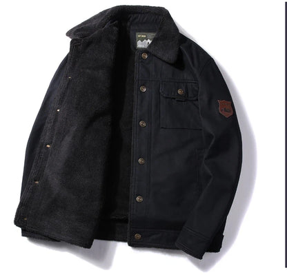 Men's Lamb Wool Jacket – Thick Warm Military Coat | Retro Workwear, Plus Size 6XL - ZOOMNSTORE