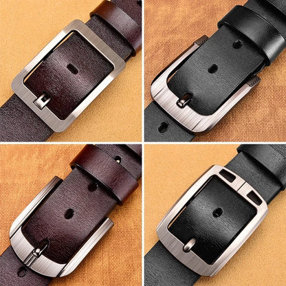 Mens Designer Buckled Leather Casual Belt - High Quality Cowboy Style - ZOOMNSTORE