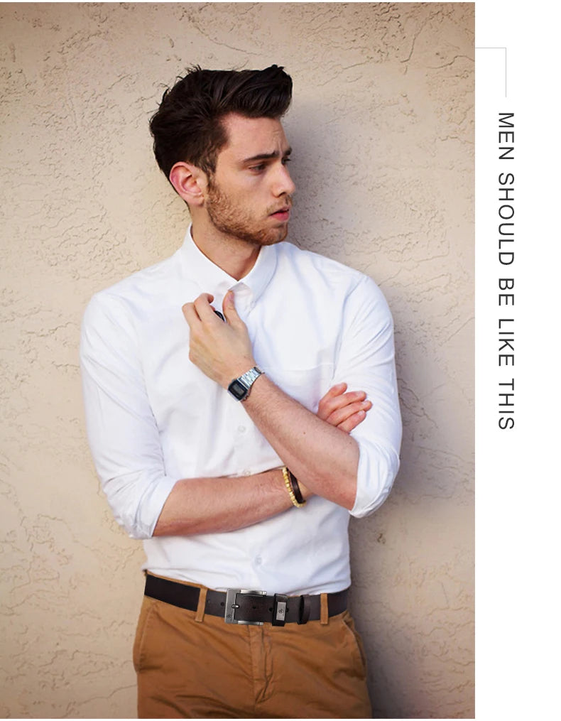 Mens Designer Buckled Leather Casual Belt - High Quality Cowboy Style - ZOOMNSTORE