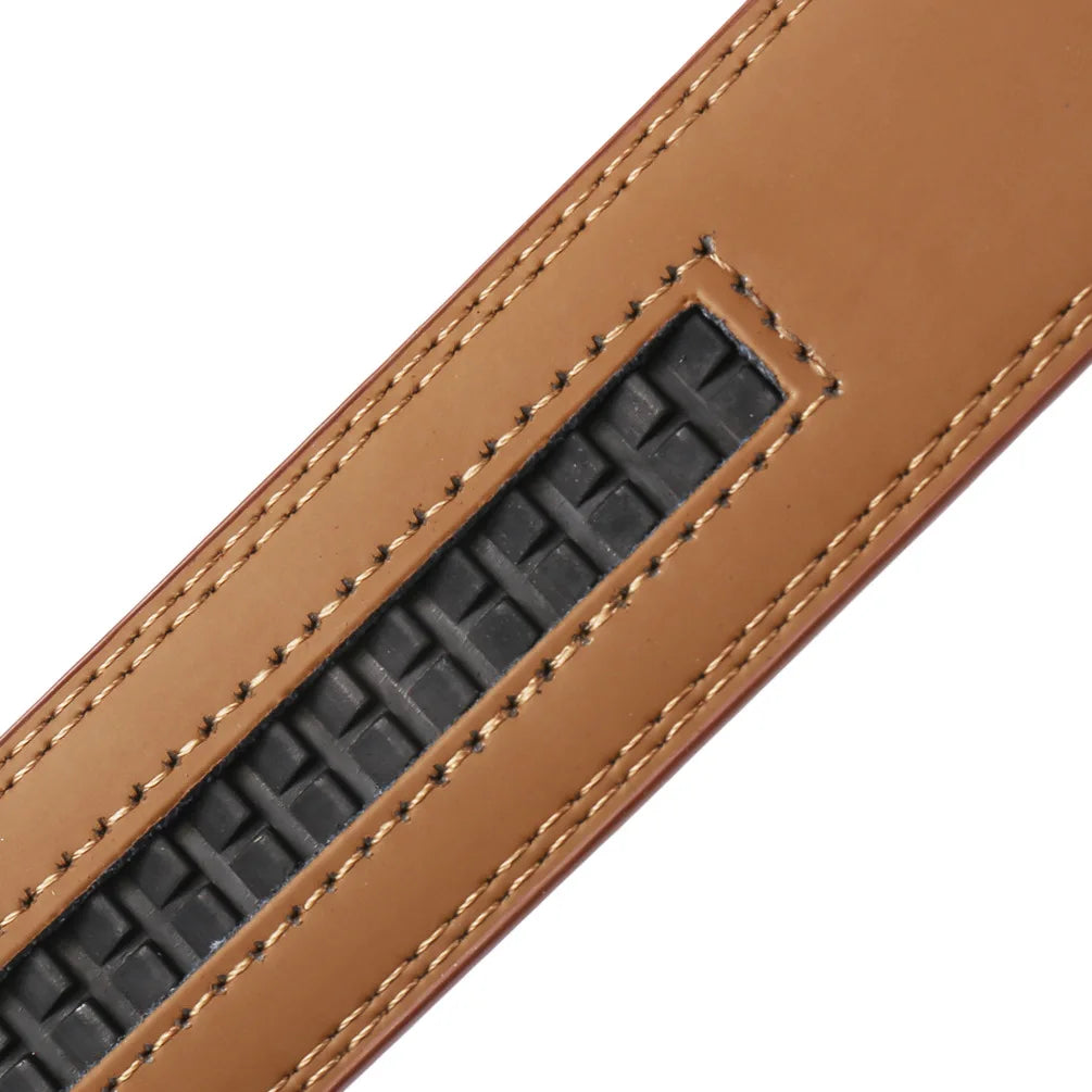 Men's Leather Belt - Genuine Brown Leather With Automatic Buckle | Business Casual - ZOOMNSTORE
