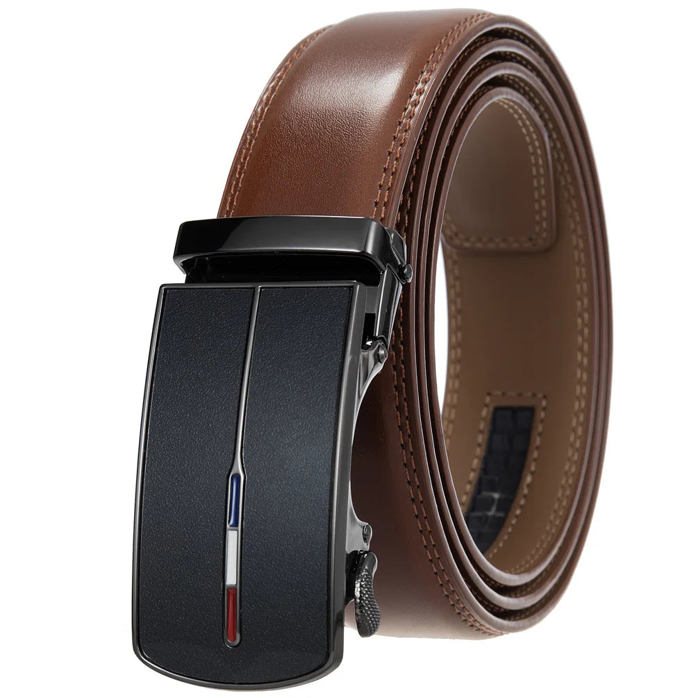 Men's Leather Belt - Genuine Brown Leather With Automatic Buckle | Business Casual - ZOOMNSTORE