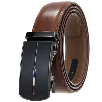 Men's Leather Belt - Genuine Brown Leather With Automatic Buckle | Business Casual - ZOOMNSTORE