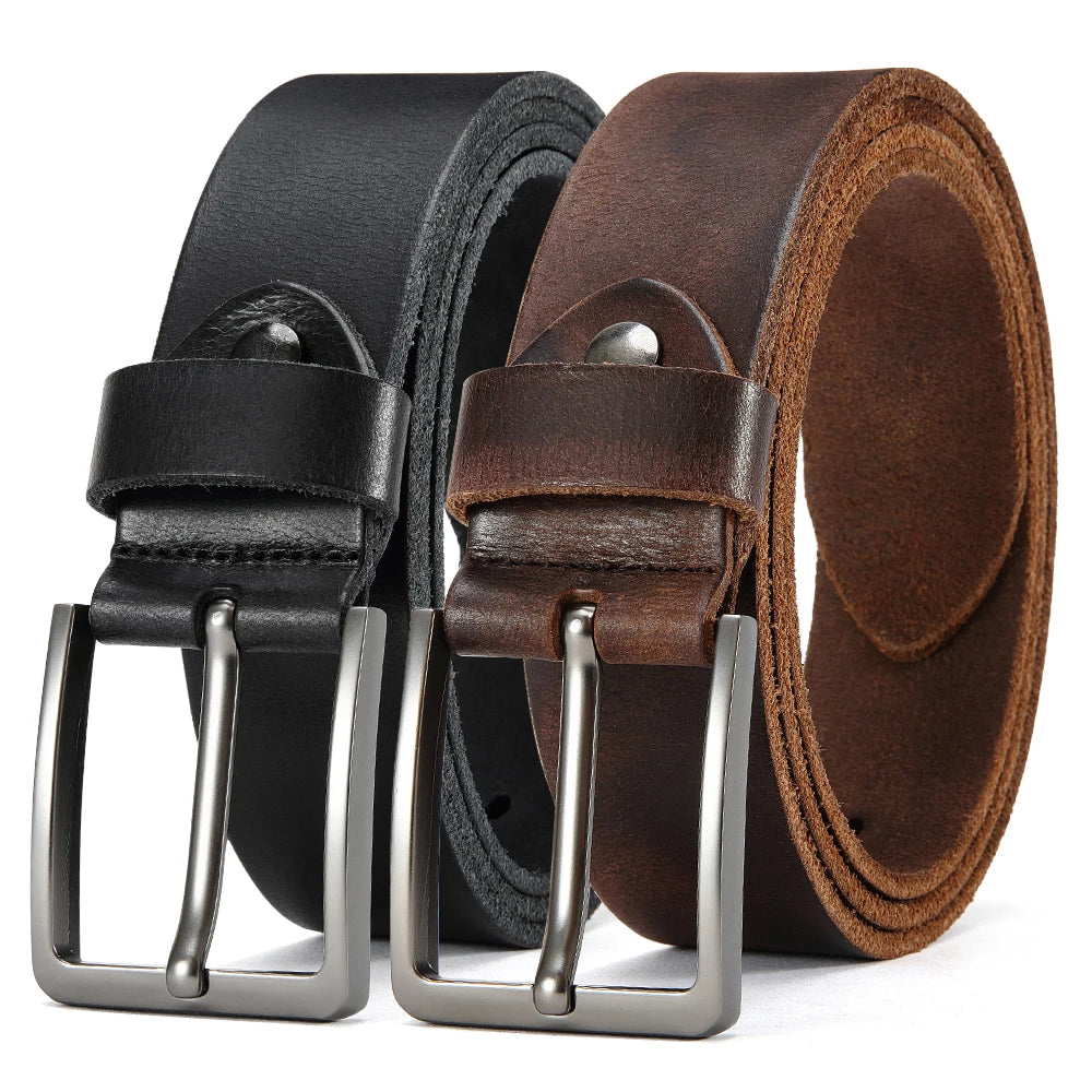 High-Quality Mens Casual Belt - Antique Metal Needle Buckle Top Layer Cowhide Multiple Colors - ZOOMNSTORE