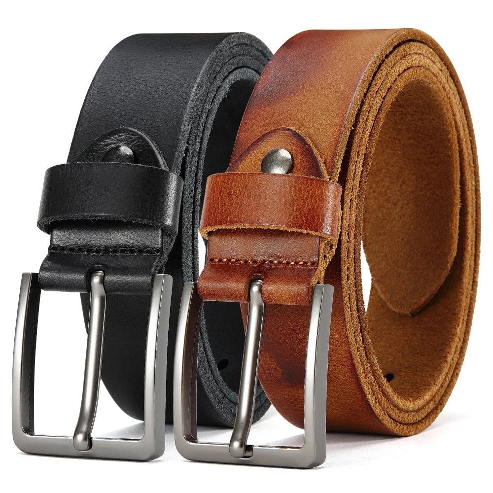 High-Quality Mens Casual Belt - Antique Metal Needle Buckle Top Layer Cowhide Multiple Colors - ZOOMNSTORE