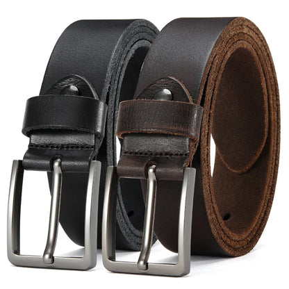 High-Quality Mens Casual Belt - Antique Metal Needle Buckle Top Layer Cowhide Multiple Colors - ZOOMNSTORE
