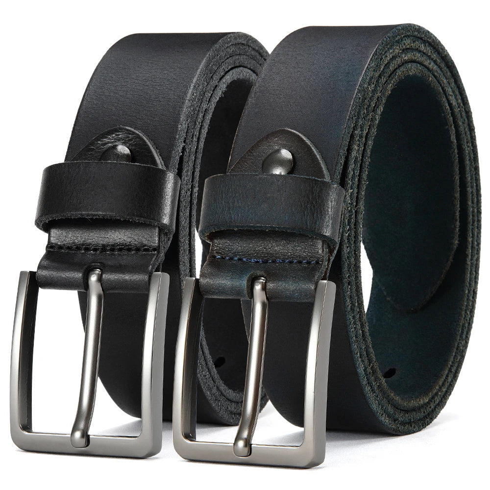 High-Quality Mens Casual Belt - Antique Metal Needle Buckle Top Layer Cowhide Multiple Colors - ZOOMNSTORE