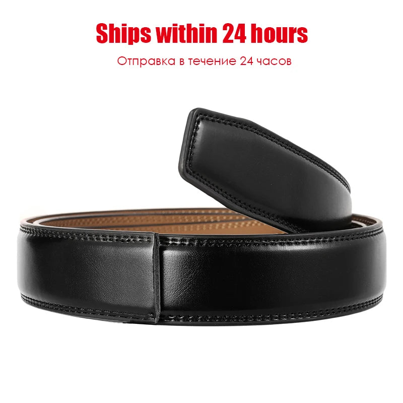 Men's Leather Belt - Genuine Cowhide Strap With Automatic Buckle For Business - ZOOMNSTORE