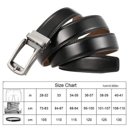 Men's Leather Belt - Genuine Cowhide Strap With Automatic Buckle For Business - ZOOMNSTORE