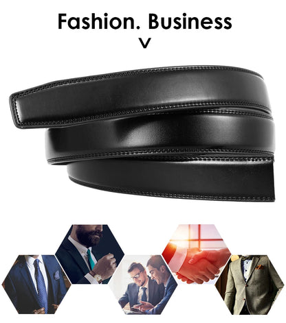 Men's Leather Belt - Genuine Cowhide Strap With Automatic Buckle For Business - ZOOMNSTORE
