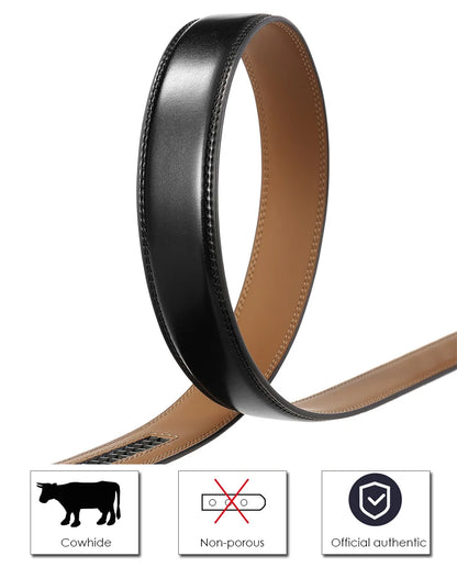 Men's Leather Belt - Genuine Cowhide Strap With Automatic Buckle For Business - ZOOMNSTORE