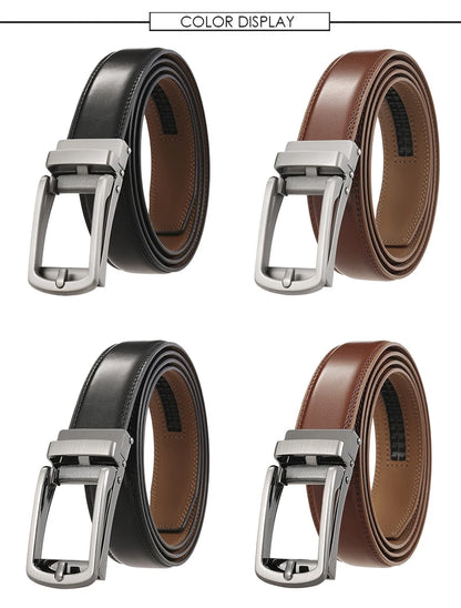 Men's Leather Belt - Genuine Cowhide Strap With Automatic Buckle For Business - ZOOMNSTORE
