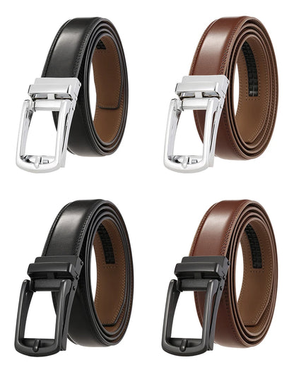 Men's Leather Belt - Genuine Cowhide Strap With Automatic Buckle For Business - ZOOMNSTORE