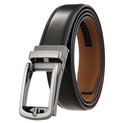 Men's Leather Belt - Genuine Cowhide Strap With Automatic Buckle For Business - ZOOMNSTORE