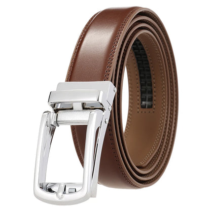 Men's Leather Belt - Genuine Cowhide Strap With Automatic Buckle For Business - ZOOMNSTORE