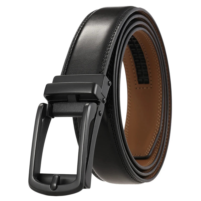 Men's Leather Belt - Genuine Cowhide Strap With Automatic Buckle For Business - ZOOMNSTORE