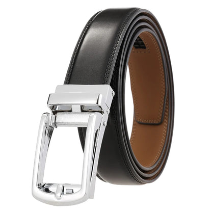 Men's Leather Belt - Genuine Cowhide Strap With Automatic Buckle For Business - ZOOMNSTORE