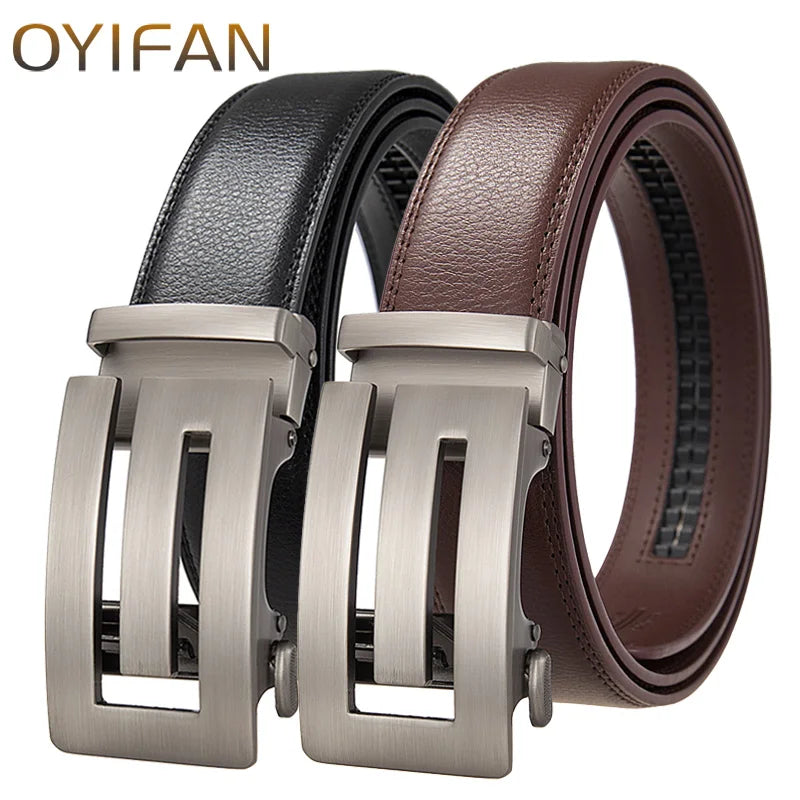 Mens Genuine Leather Automatic Belt - High-Quality Luxury Adjustable Designer Belt - ZOOMNSTORE