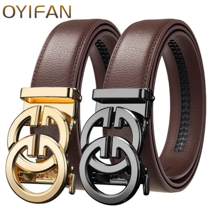 Mens Genuine Leather Automatic Belt - High-Quality Luxury Adjustable Designer Belt - ZOOMNSTORE