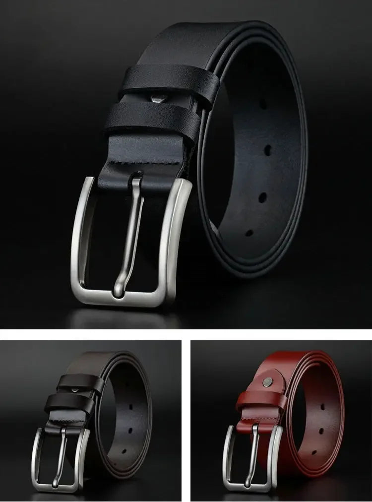 Mens Luxury PU Leather Belt - Alloy Square Pin Buckle Designer Jeans Accessory - ZOOMNSTORE