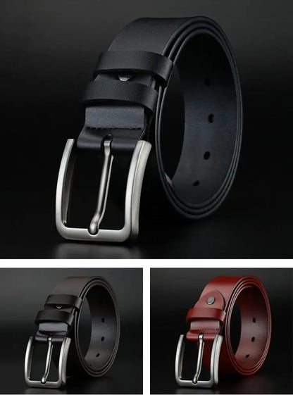 Mens Luxury PU Leather Belt - Alloy Square Pin Buckle Designer Jeans Accessory - ZOOMNSTORE