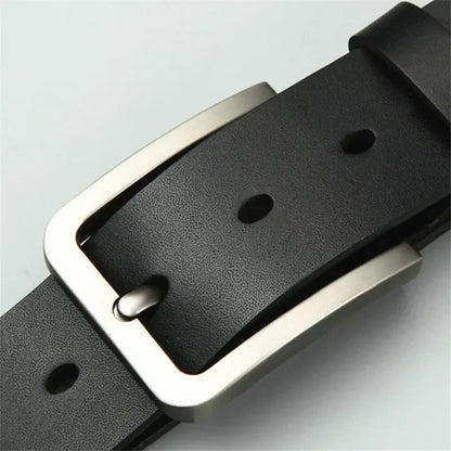 Mens Luxury PU Leather Belt - Alloy Square Pin Buckle Designer Jeans Accessory - ZOOMNSTORE