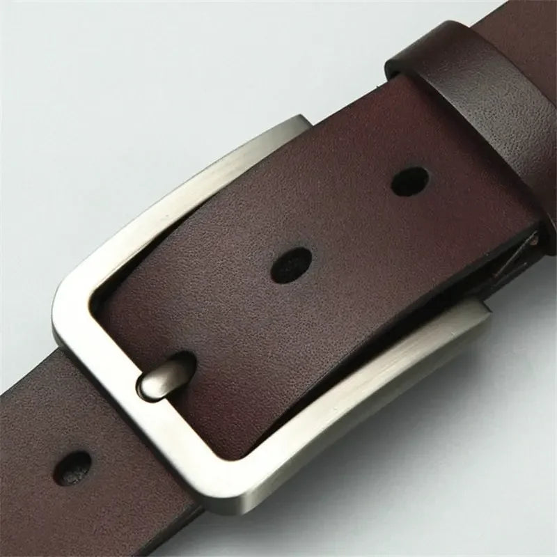 Mens Luxury PU Leather Belt - Alloy Square Pin Buckle Designer Jeans Accessory - ZOOMNSTORE