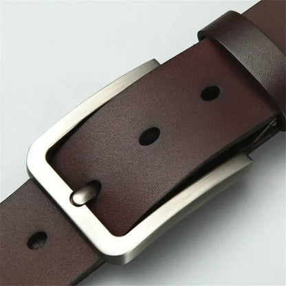 Mens Luxury PU Leather Belt - Alloy Square Pin Buckle Designer Jeans Accessory - ZOOMNSTORE