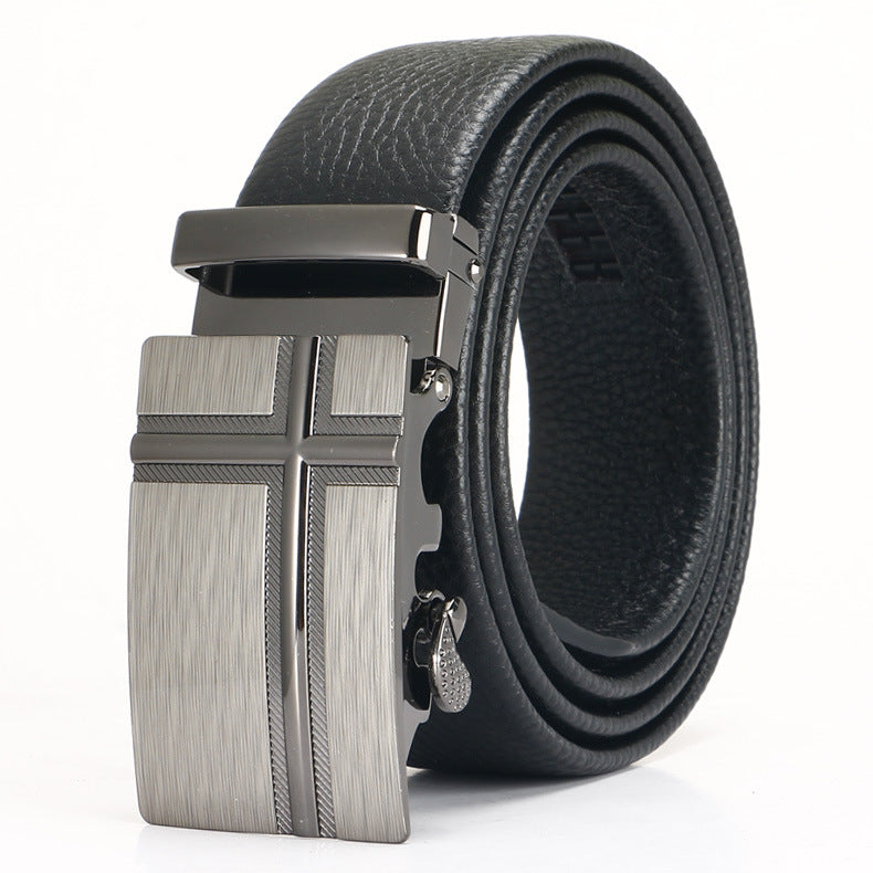 Men's Leather Belt - Top Layer Cowhide With Automatic Buckle | Business Casual Accessory - ZOOMNSTORE
