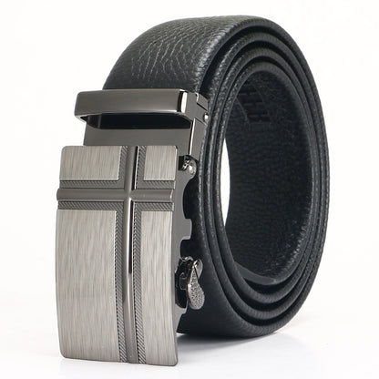 Men's Leather Belt - Top Layer Cowhide With Automatic Buckle | Business Casual Accessory - ZOOMNSTORE
