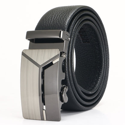 Men's Leather Belt - Top Layer Cowhide With Automatic Buckle | Business Casual Accessory - ZOOMNSTORE