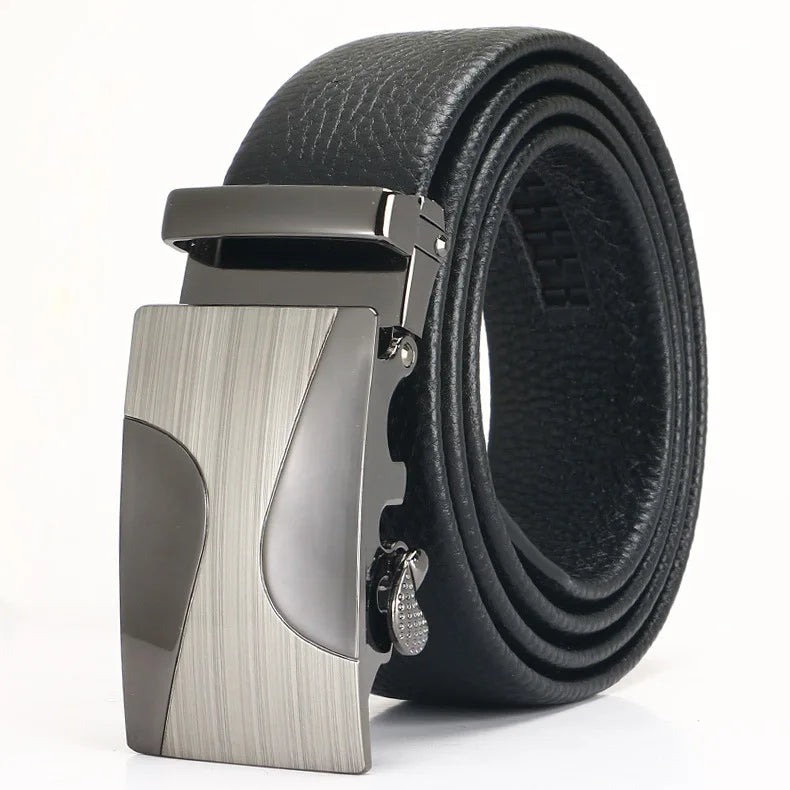 Men's Leather Belt - Top Layer Cowhide With Automatic Buckle | Business Casual Accessory - ZOOMNSTORE