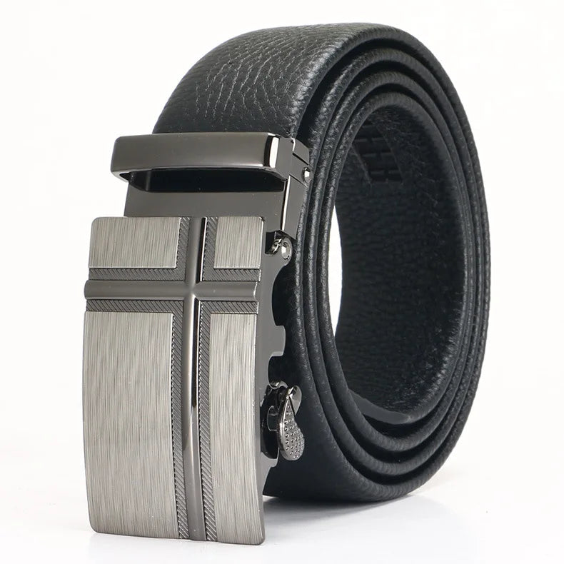 Men's Leather Belt - Top Layer Cowhide With Automatic Buckle | Business Casual Accessory - ZOOMNSTORE