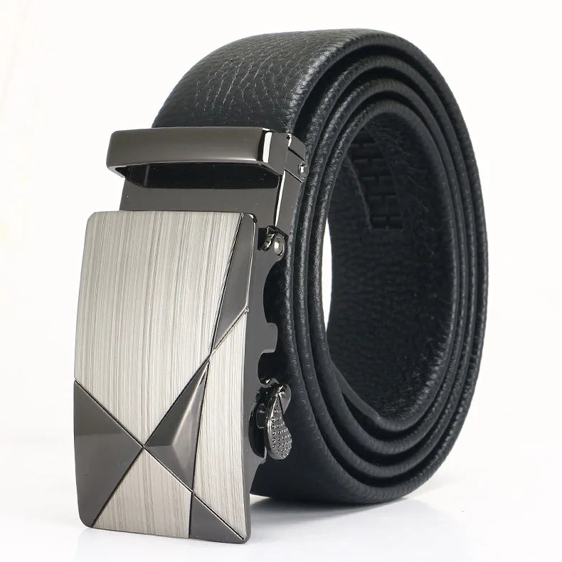 Men's Leather Belt - Top Layer Cowhide With Automatic Buckle | Business Casual Accessory - ZOOMNSTORE