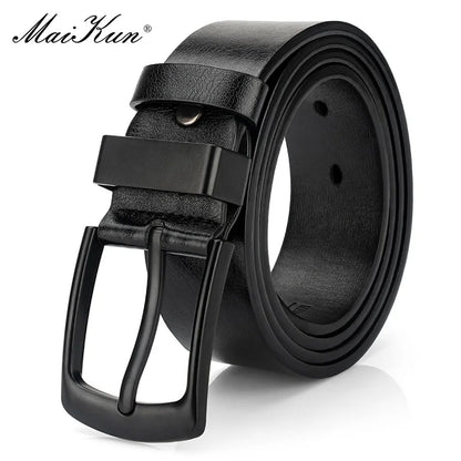 Men's Leather Belt - Vintage Casual Wide Black Pin Buckle Fashion Accessory - ZOOMNSTORE