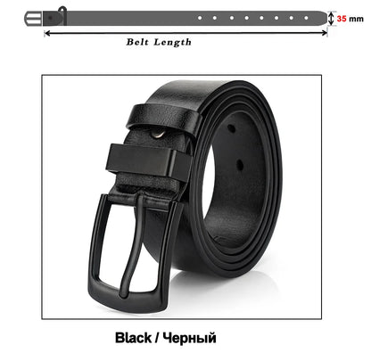 Men's Leather Belt - Vintage Casual Wide Black Pin Buckle Fashion Accessory - ZOOMNSTORE
