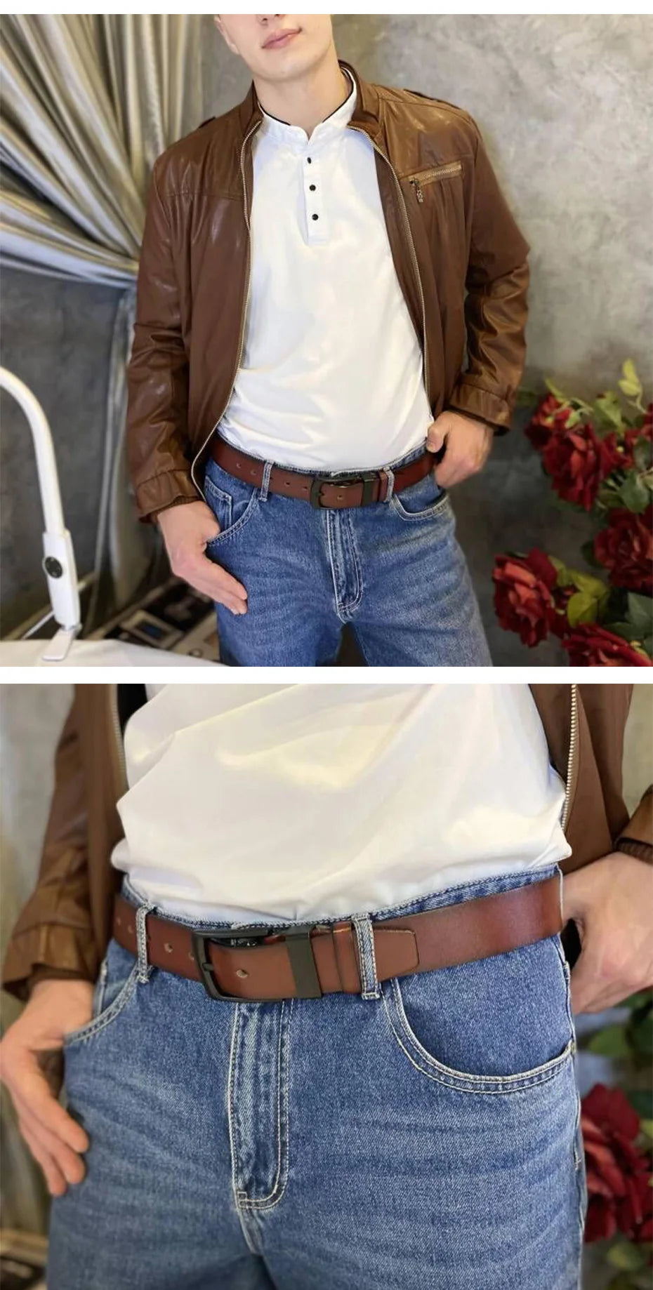 Men's Leather Belt - Vintage Casual Wide Black Pin Buckle Fashion Accessory - ZOOMNSTORE