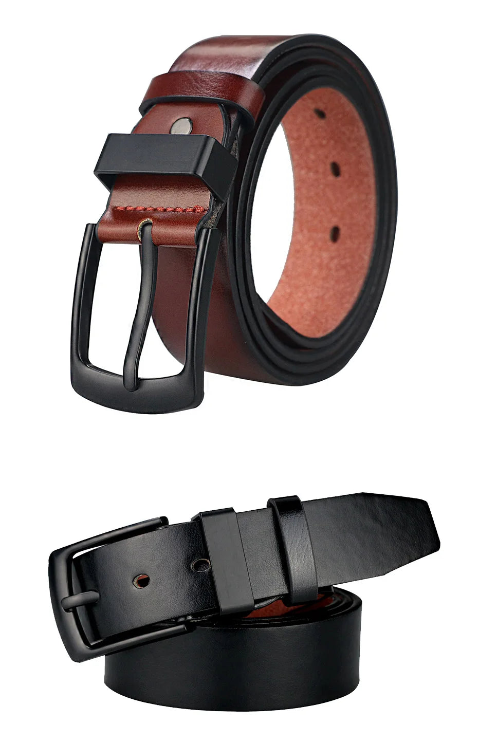 Men's Leather Belt - Vintage Casual Wide Black Pin Buckle Fashion Accessory - ZOOMNSTORE